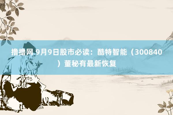 撸撸网 9月9日股市必读：酷特智能（300840）董秘有最新恢复