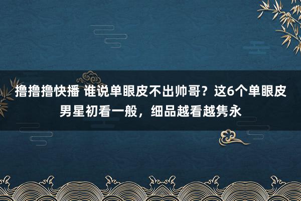撸撸撸快播 谁说单眼皮不出帅哥？这6个单眼皮男星初看一般，细品越看越隽永