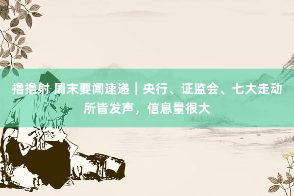 撸撸射 周末要闻速递｜央行、证监会、七大走动所皆发声，信息量很大