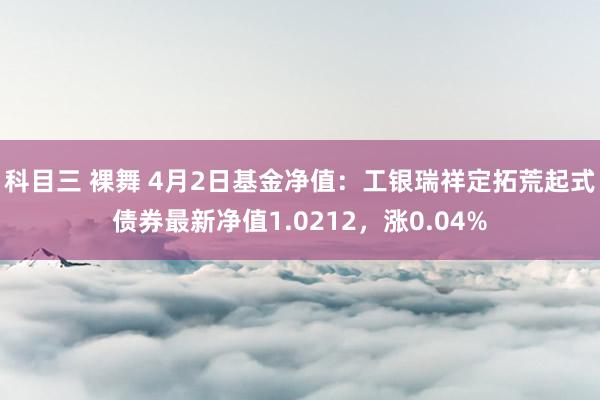 科目三 裸舞 4月2日基金净值：工银瑞祥定拓荒起式债券最新净值1.0212，涨0.04%